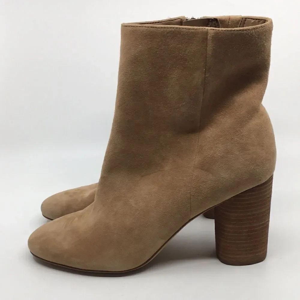 Sam Edelman Corra Tan Suede Heeled Ankle Boots with round block heel Size 10M